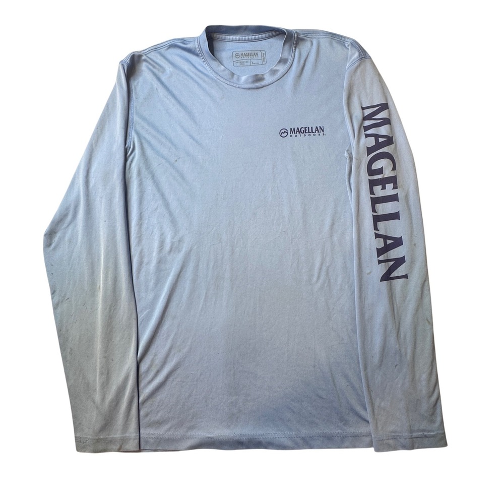 Magellan Shirt Mens L Blue Adventure Gear MagWick Long Sleeve Performance Tee